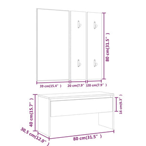 vidaXL Hallway Furniture Set Black Engineered Wood-9