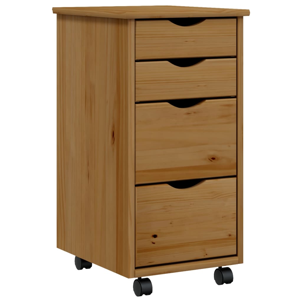 vidaXL Rolling Cabinet with Drawers Storage File Cabinet MOSS Solid Wood Pine-25