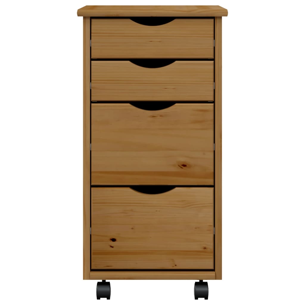 vidaXL Rolling Cabinet with Drawers Storage File Cabinet MOSS Solid Wood Pine-7