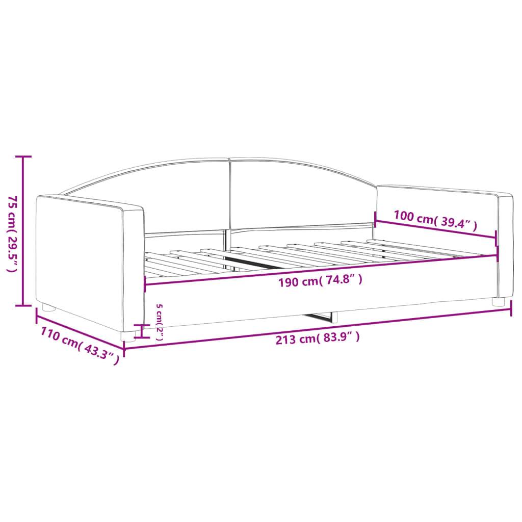 vidaXL Day Bed Light Gray 39.4"x74.8" Twin Fabric-6