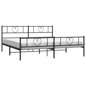 vidaXL Metal Bed Frame with Headboard and Footboard Black 76"x79.9" King-1