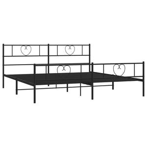 vidaXL Metal Bed Frame with Headboard and Footboard Black 76"x79.9" King-2