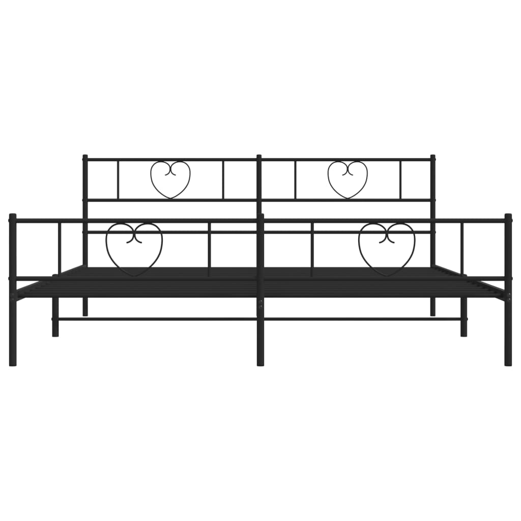 vidaXL Metal Bed Frame with Headboard and Footboard Black 76"x79.9" King-3