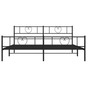 vidaXL Metal Bed Frame with Headboard and Footboard Black 76"x79.9" King-3