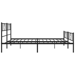 vidaXL Metal Bed Frame with Headboard and Footboard Black 76"x79.9" King-4