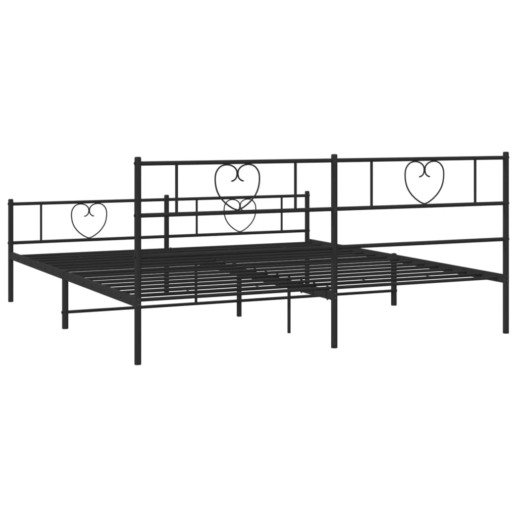 vidaXL Metal Bed Frame with Headboard and Footboard Black 76"x79.9" King-5