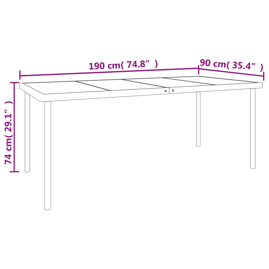 vidaXL Patio Dining Set Outdoor Table and Chair Black Steel and Textilene-7