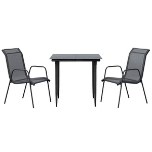 vidaXL Patio Dining Set Outdoor Table and Chair Black Steel and Textilene-30