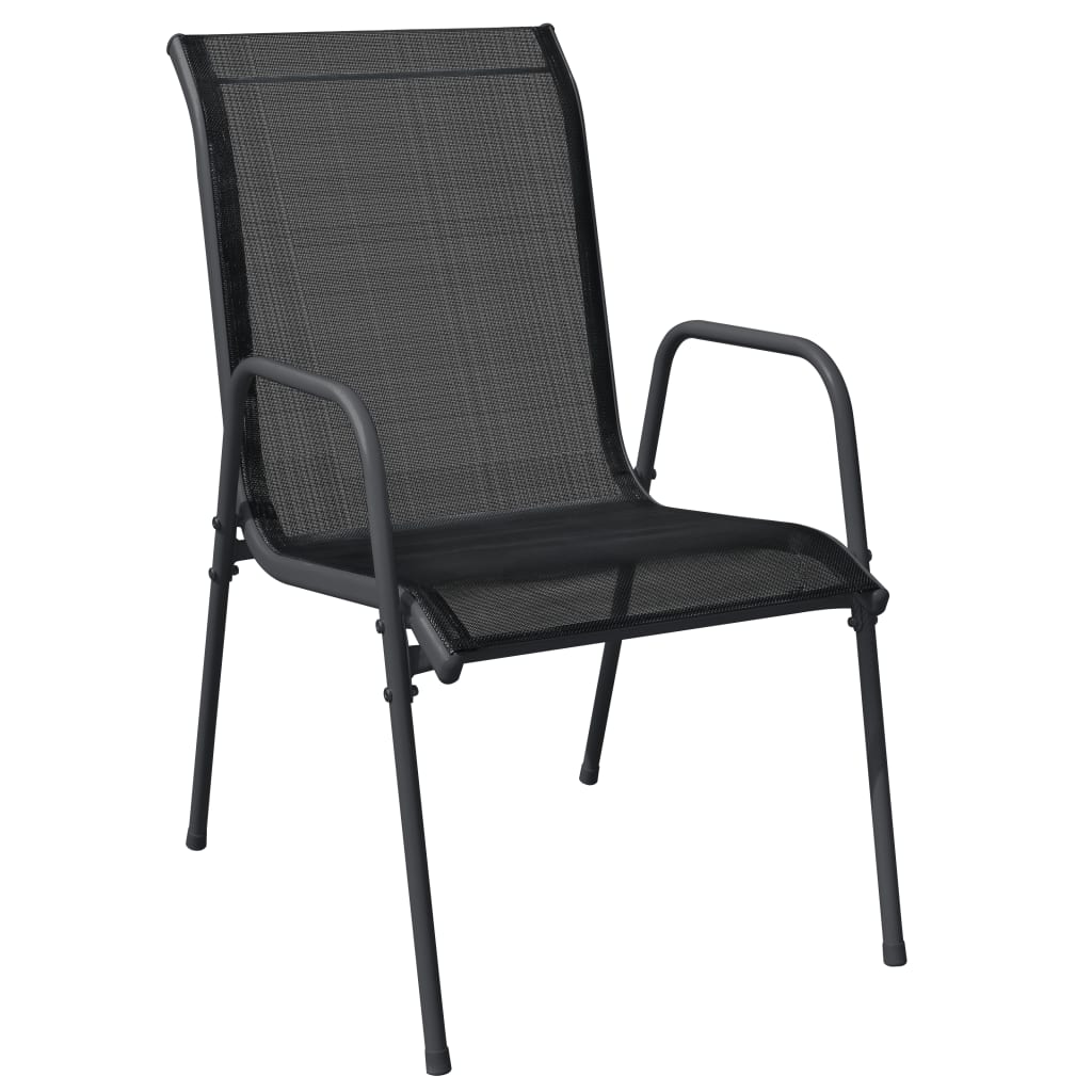 vidaXL Patio Dining Set Outdoor Table and Chair Black Steel and Textilene-45