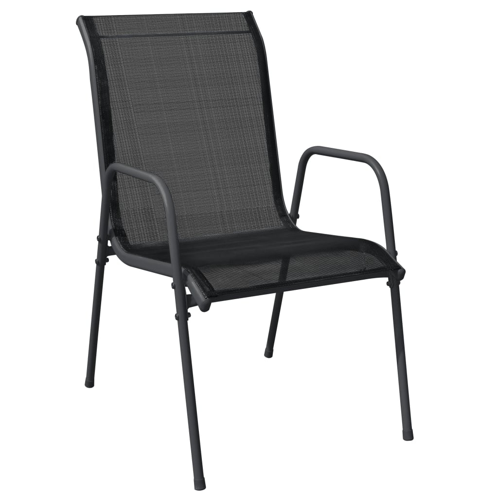 vidaXL Patio Dining Set Outdoor Table and Chair Black Steel and Textilene-5