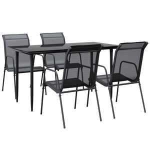 vidaXL Patio Dining Set Outdoor Table and Chair Black Steel and Textilene-18