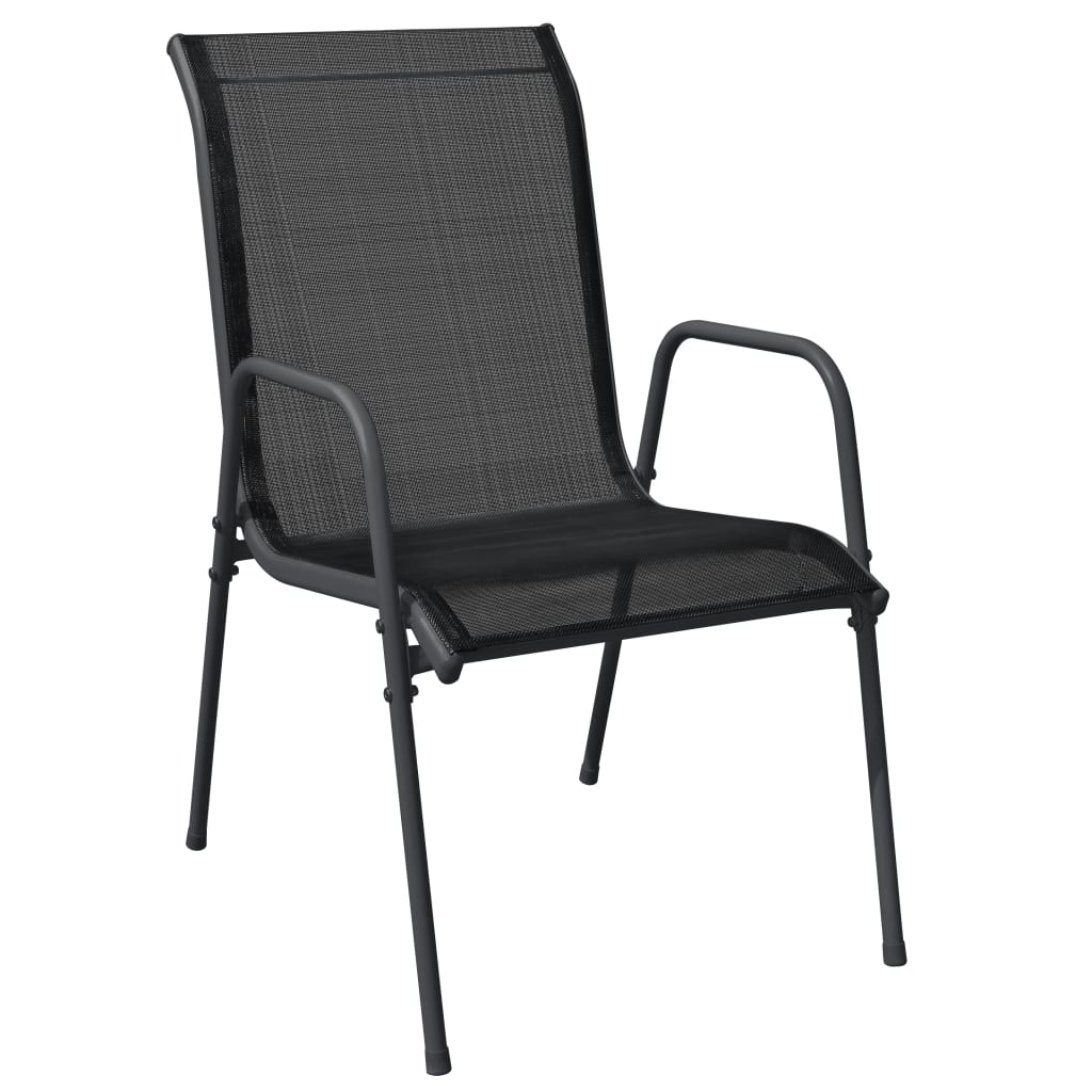 vidaXL Patio Dining Set Outdoor Table and Chair Black Steel and Textilene-33