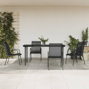 vidaXL Patio Dining Set Outdoor Table and Chair Black Steel and Textilene-14