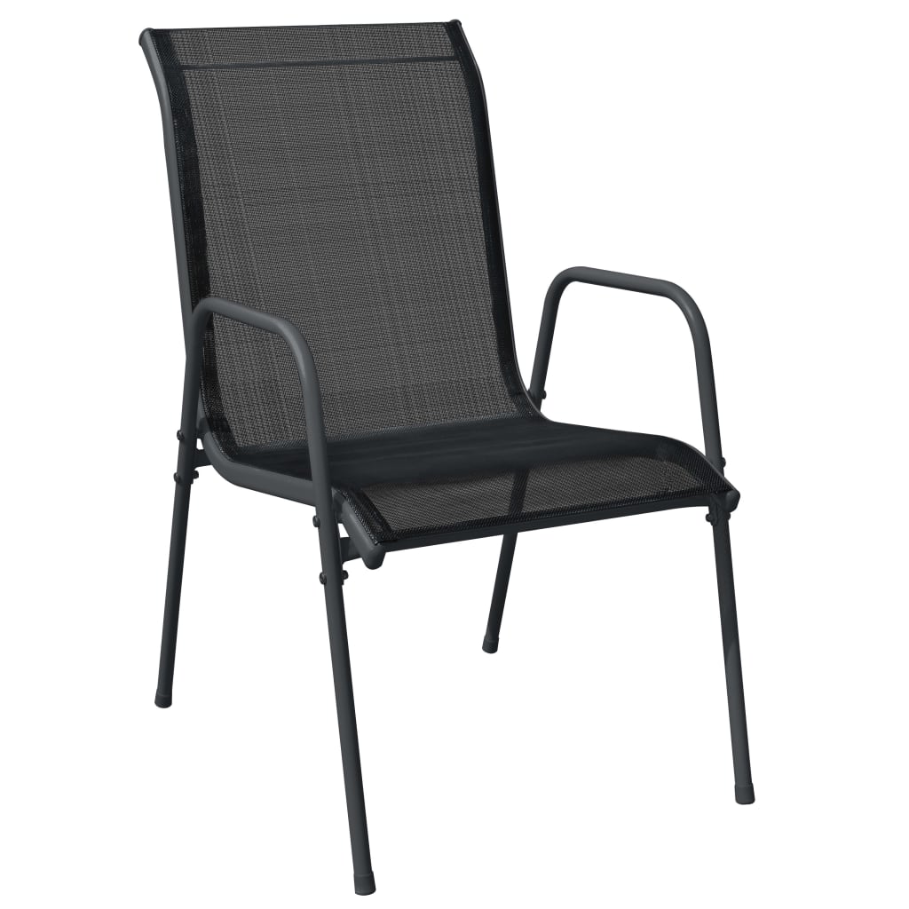 vidaXL Patio Dining Set Outdoor Table and Chair Black Steel and Textilene-27