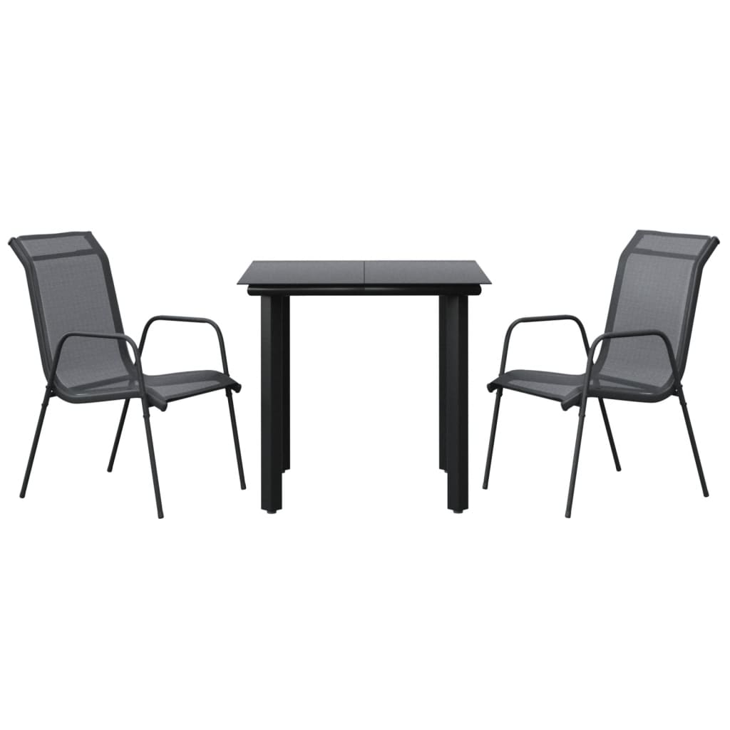 vidaXL 5 Piece Patio Dining Set Black Steel and Textilene-32