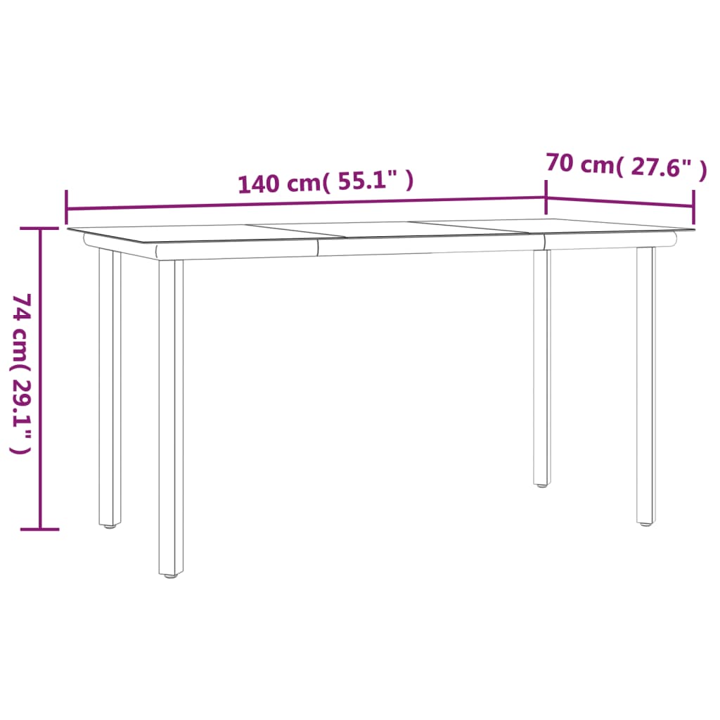 vidaXL 5 Piece Patio Dining Set Black Steel and Textilene-6