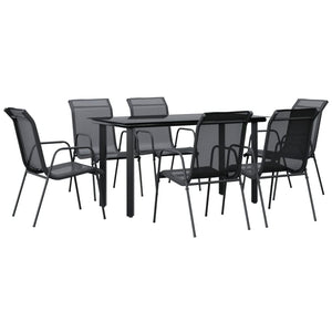 vidaXL 5 Piece Patio Dining Set Black Steel and Textilene-46