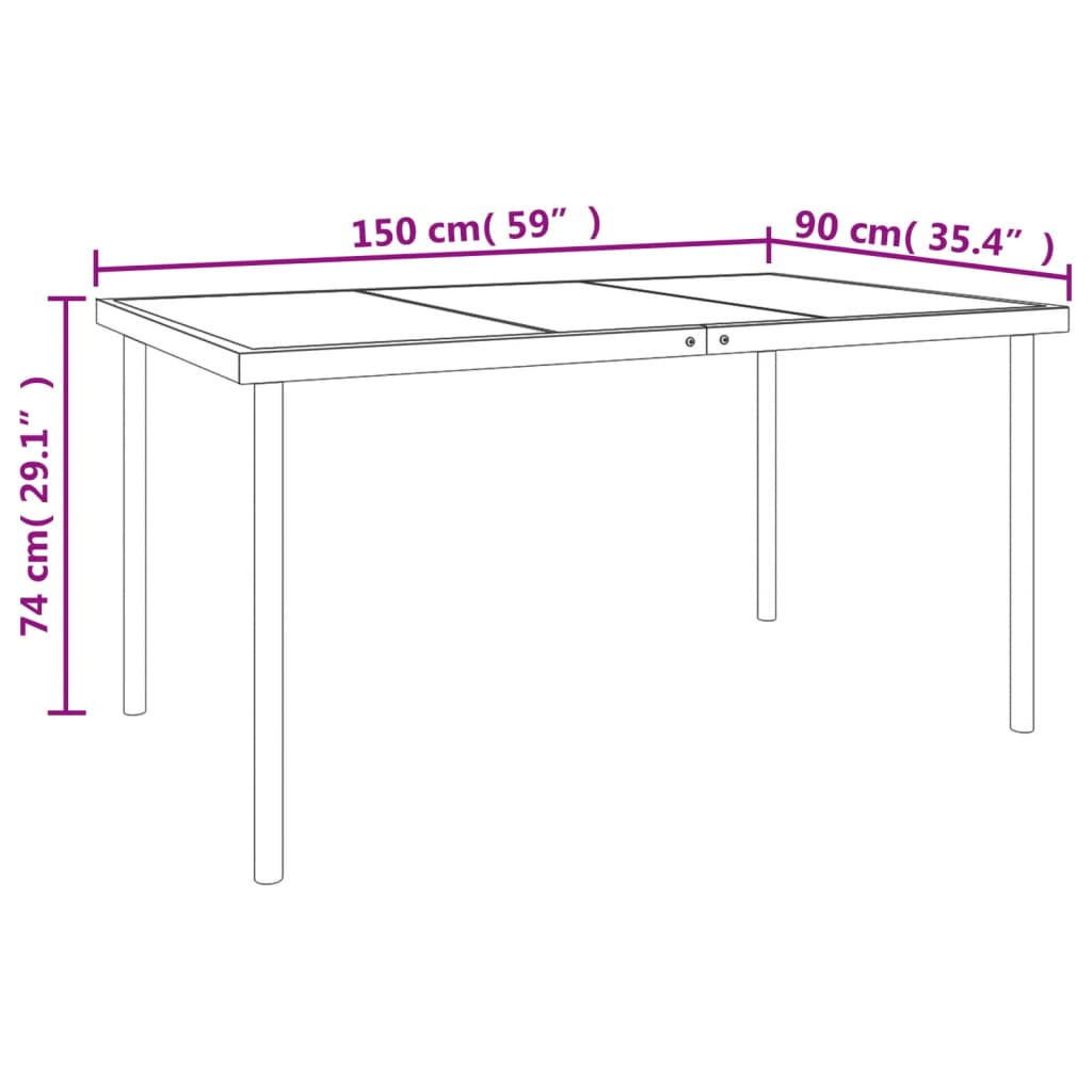 vidaXL Patio Dining Set Outdoor Table and Chair Black Steel and Textilene-7