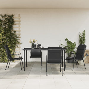 vidaXL Patio Dining Set Outdoor Table and Chair Black Steel and Textilene-1