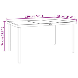 vidaXL Patio Dining Set Outdoor Table and Chair Black Steel and Textilene-7