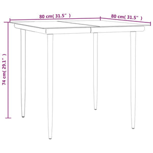 vidaXL 3 Piece Patio Dining Set Black Steel and Textilene-43