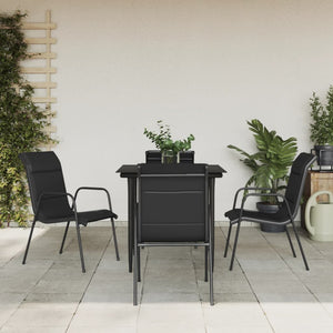 vidaXL 3 Piece Patio Dining Set Black Steel and Textilene-3