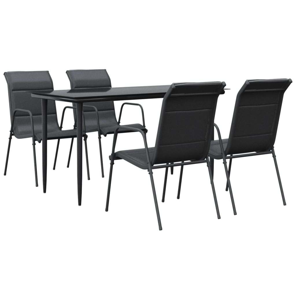 vidaXL 3 Piece Patio Dining Set Black Steel and Textilene-49