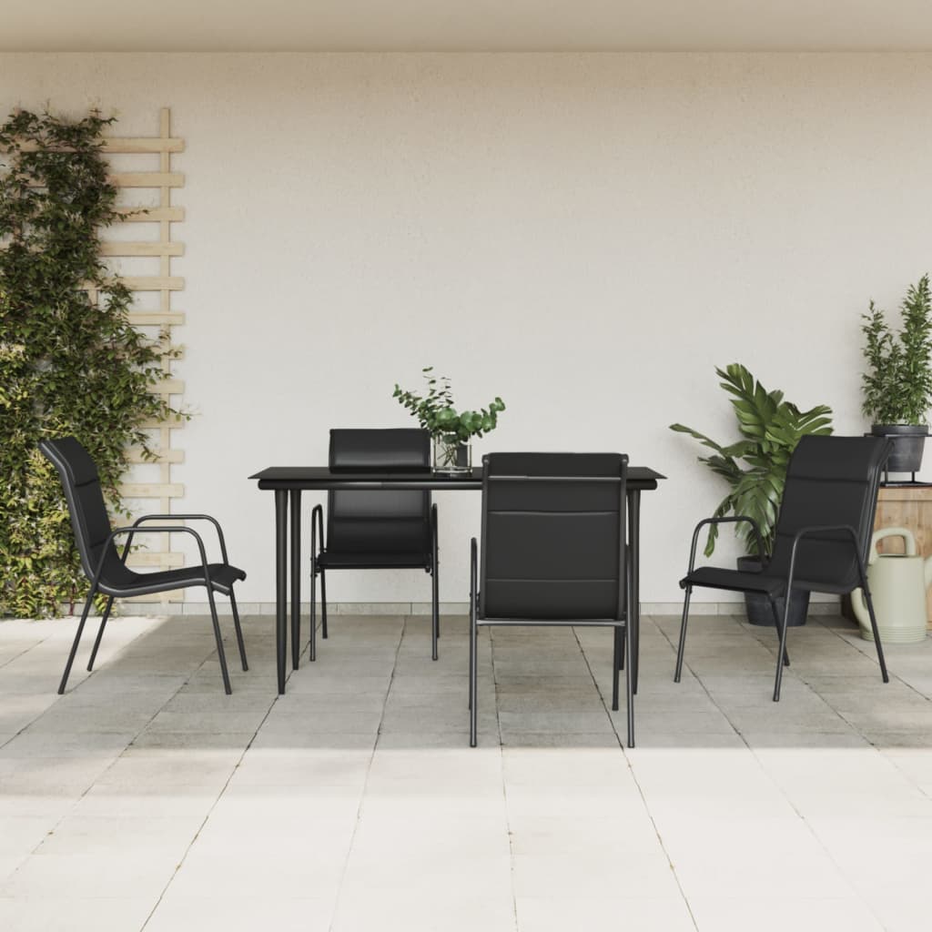 vidaXL 3 Piece Patio Dining Set Black Steel and Textilene-55