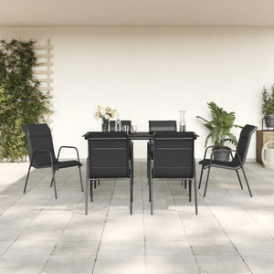 vidaXL 3 Piece Patio Dining Set Black Steel and Textilene-40