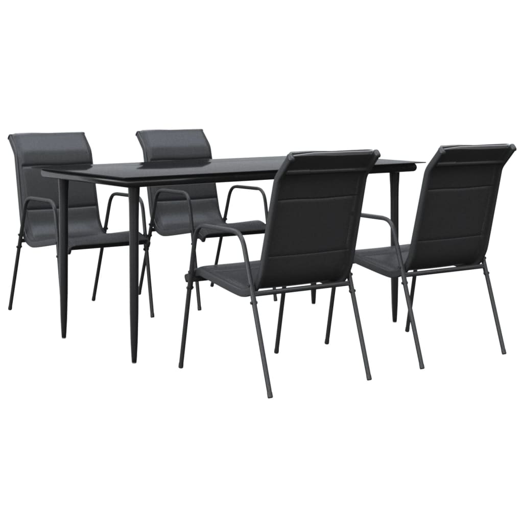 vidaXL 3 Piece Patio Dining Set Black Steel and Textilene-6