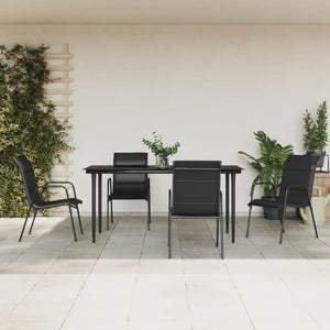 vidaXL 3 Piece Patio Dining Set Black Steel and Textilene-13