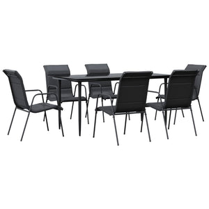 vidaXL 3 Piece Patio Dining Set Black Steel and Textilene-18