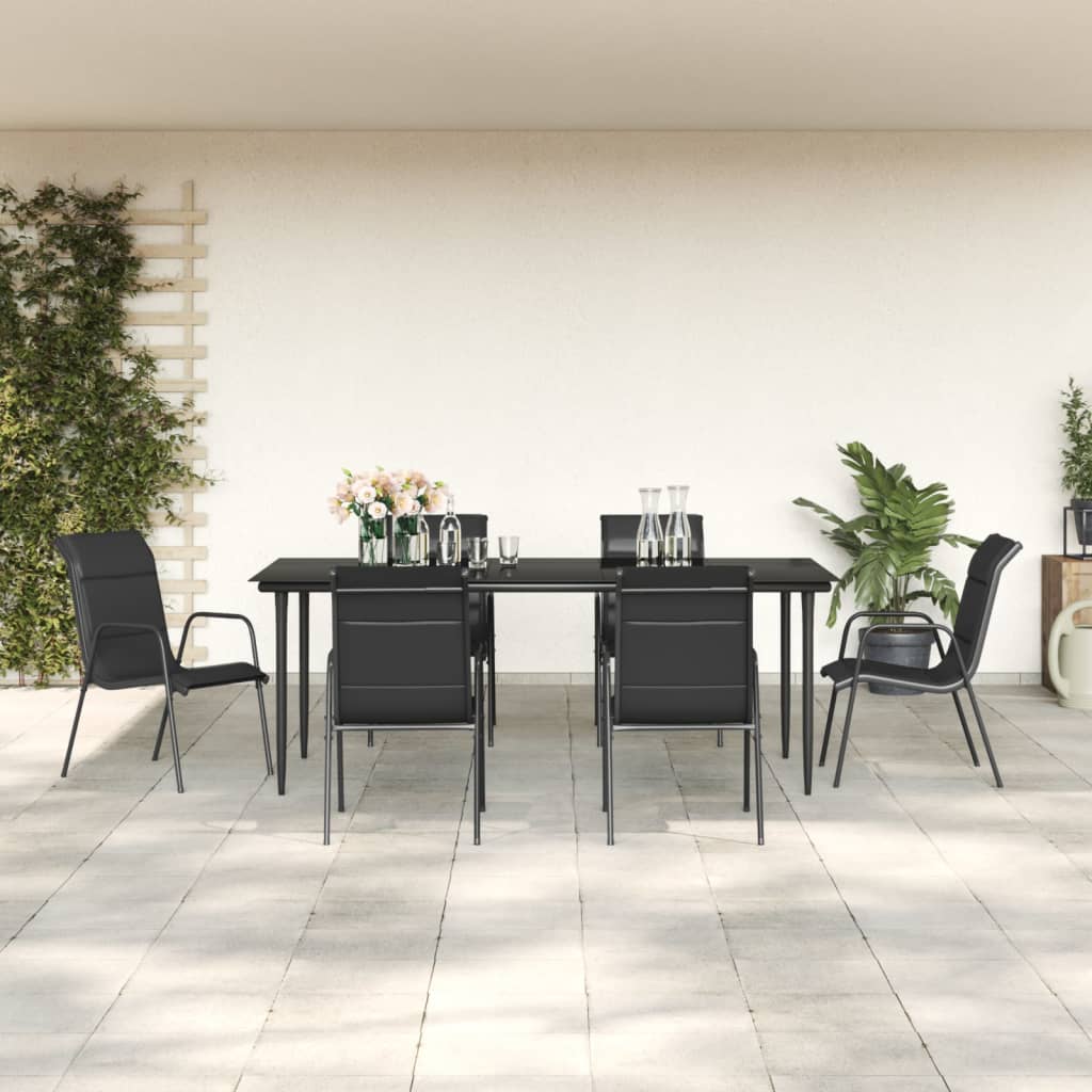 vidaXL 3 Piece Patio Dining Set Black Steel and Textilene-63