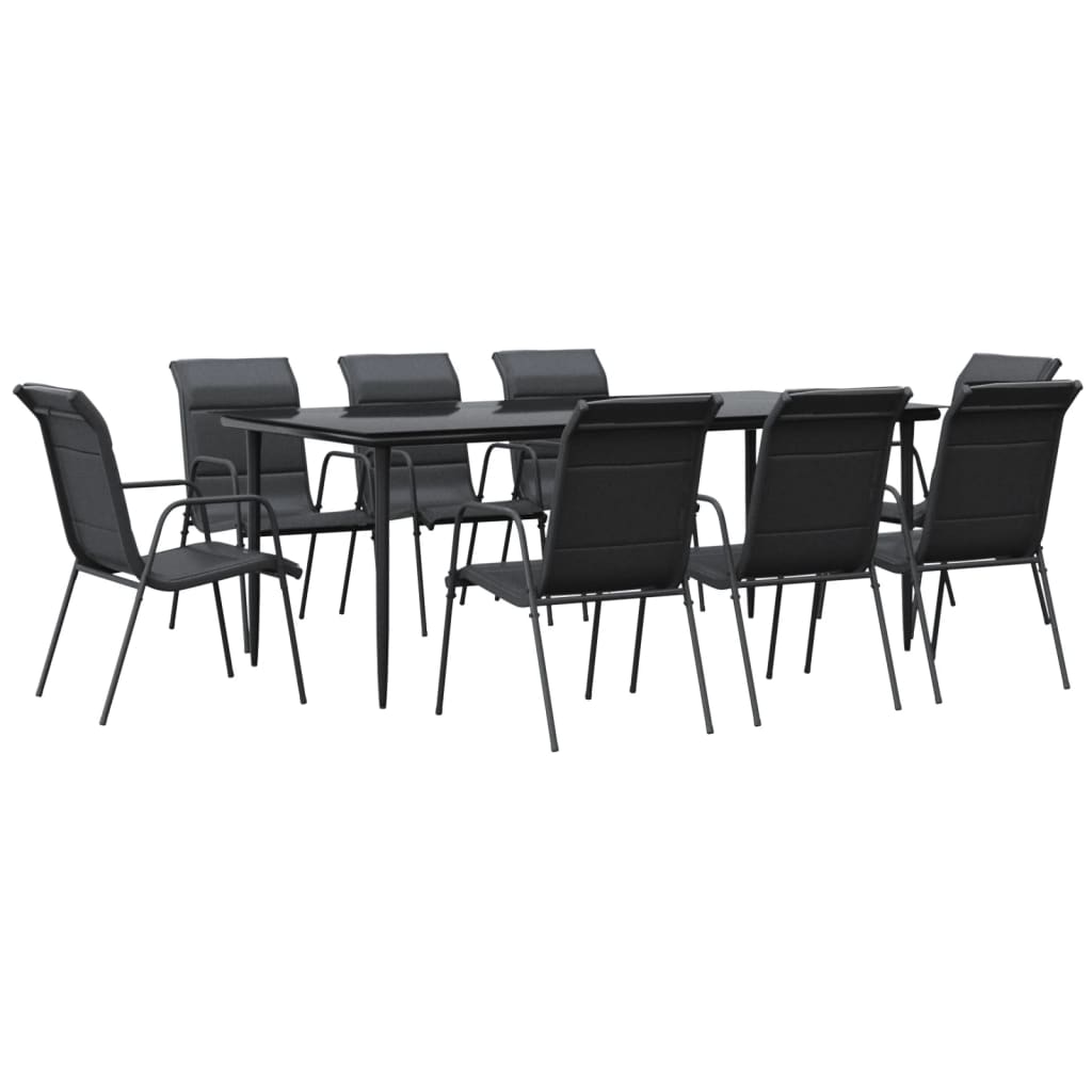 vidaXL 3 Piece Patio Dining Set Black Steel and Textilene-42