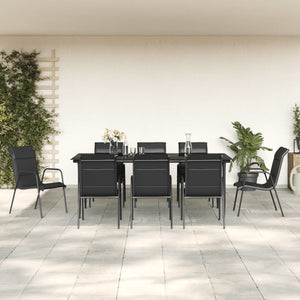 vidaXL 3 Piece Patio Dining Set Black Steel and Textilene-48