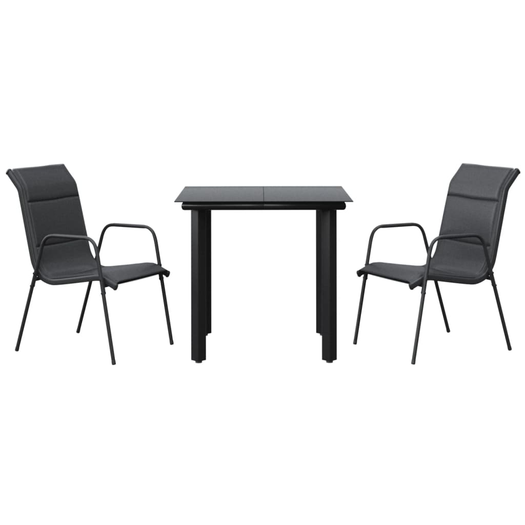 vidaXL Patio Dining Set Outdoor Table and Chair Black Steel and Textilene-53