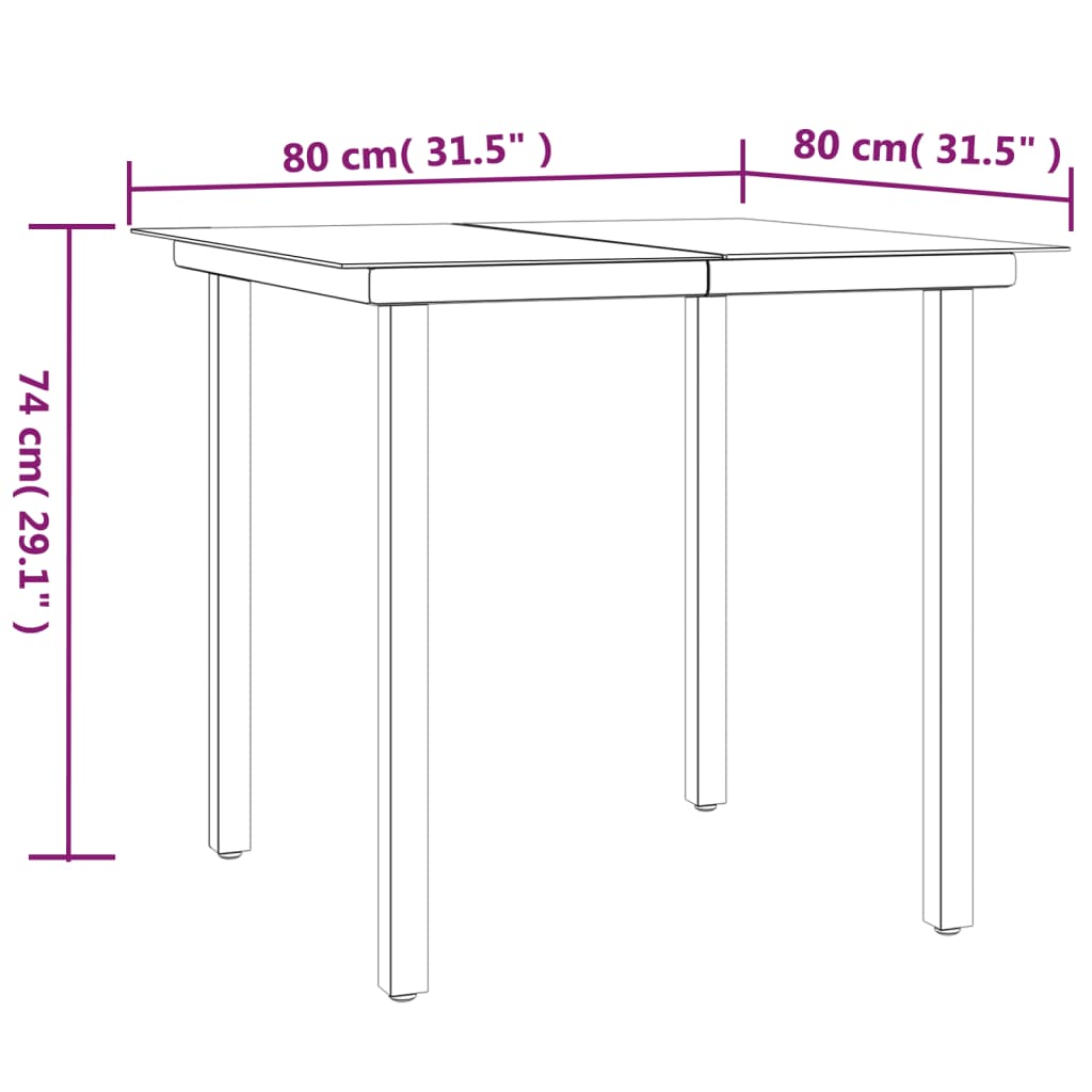 vidaXL Patio Dining Set Outdoor Table and Chair Black Steel and Textilene-37