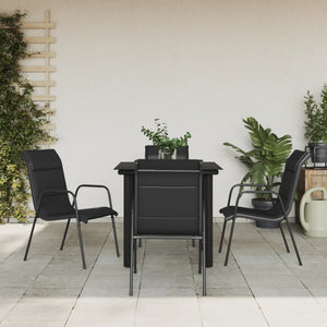 vidaXL Patio Dining Set Outdoor Table and Chair Black Steel and Textilene-16