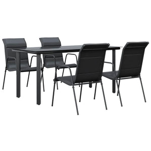 vidaXL Patio Dining Set Outdoor Table and Chair Black Steel and Textilene-0