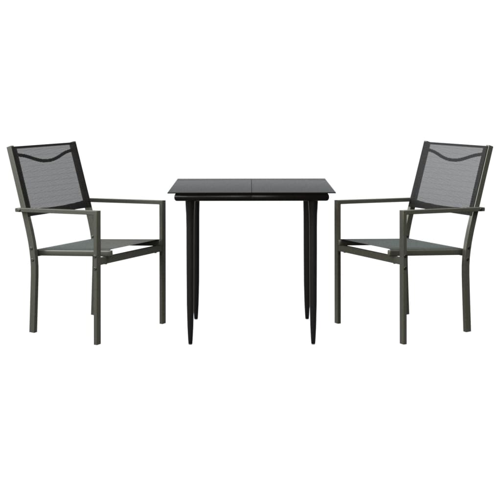 vidaXL Patio Dining Set Outdoor Table and Chair Black Steel and Textilene-55