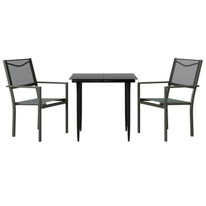 vidaXL Patio Dining Set Outdoor Table and Chair Black Steel and Textilene-55