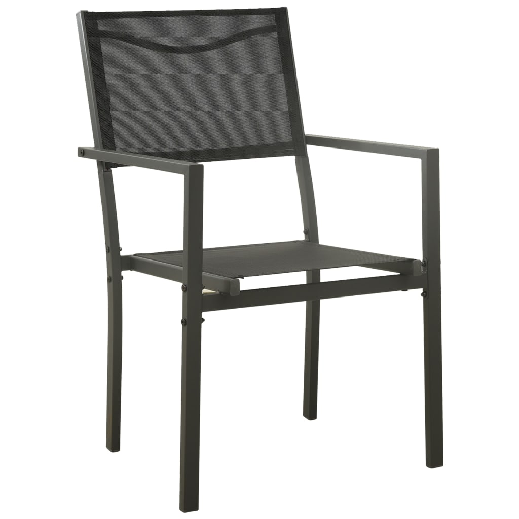 vidaXL Patio Dining Set Outdoor Table and Chair Black Steel and Textilene-17