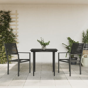 vidaXL Patio Dining Set Outdoor Table and Chair Black Steel and Textilene-5