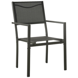 vidaXL Patio Dining Set Outdoor Table and Chair Black Steel and Textilene-25