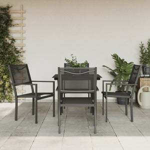 vidaXL Patio Dining Set Outdoor Table and Chair Black Steel and Textilene-13