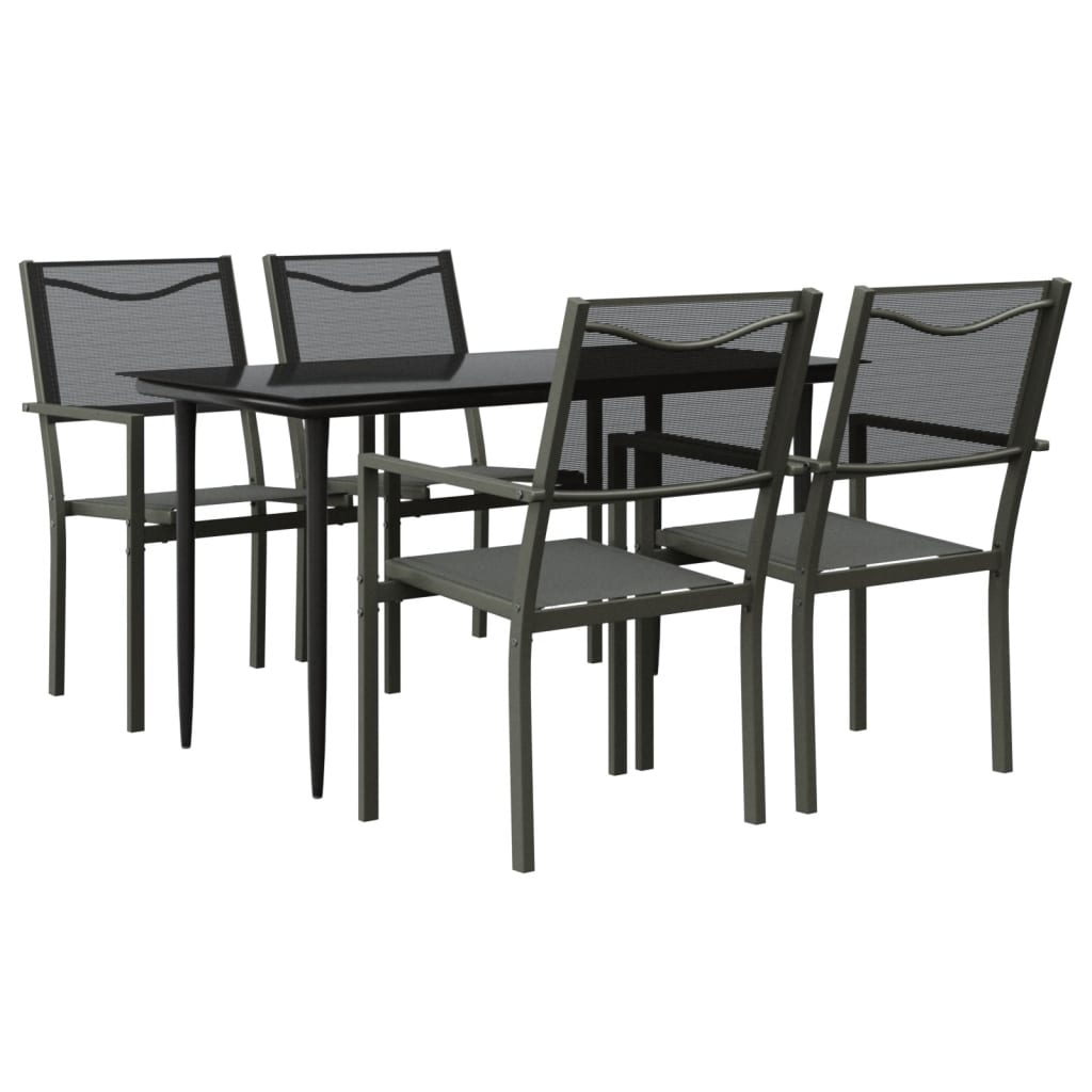 vidaXL Patio Dining Set Outdoor Table and Chair Black Steel and Textilene-47