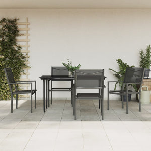 vidaXL Patio Dining Set Outdoor Table and Chair Black Steel and Textilene-53