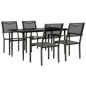 vidaXL Patio Dining Set Outdoor Table and Chair Black Steel and Textilene-56