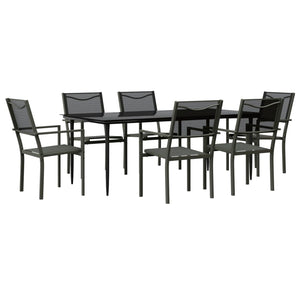 vidaXL Patio Dining Set Outdoor Table and Chair Black Steel and Textilene-21