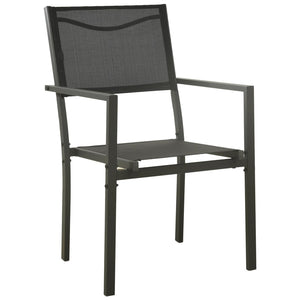 vidaXL Patio Dining Set Outdoor Table and Chair Black Steel and Textilene-39